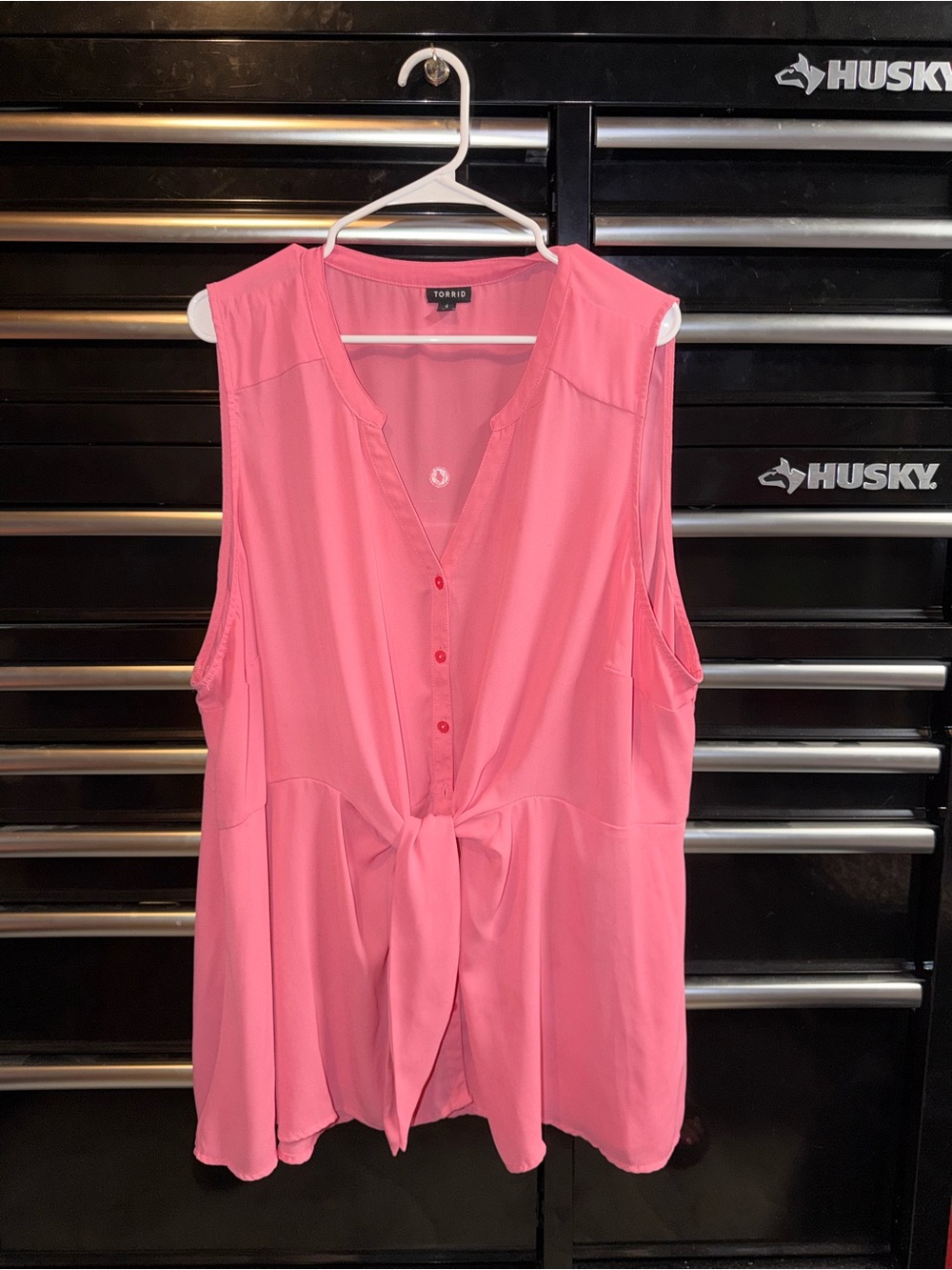 torrid Pink Sleeveless Tie-Front Tunic Top
